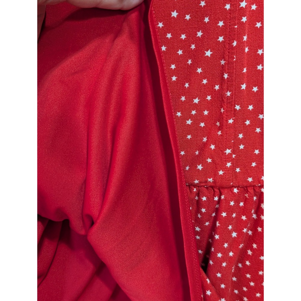 Wild Fable Red Star Print Tie Front Mini Dress Womens Medium Smocked Back - Picture 11 of 11